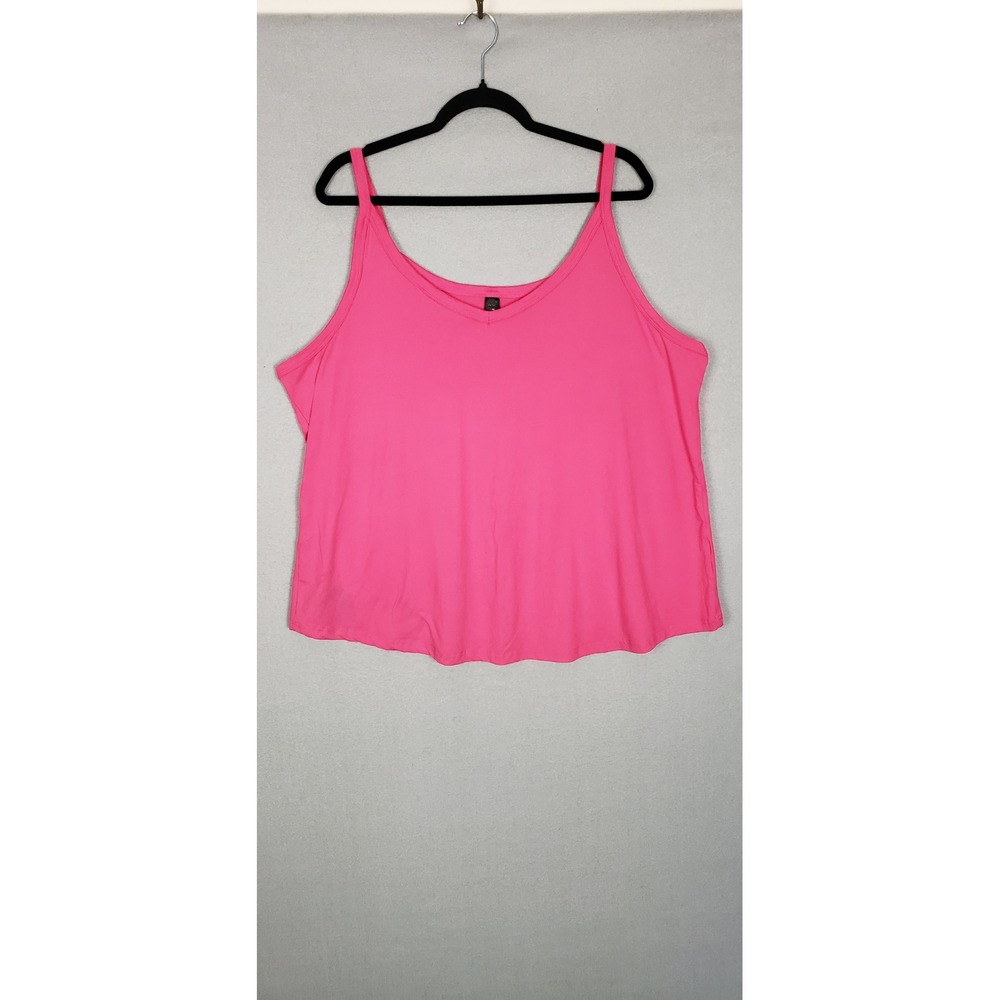 Shein Curve Size 4XL Thin‎ Strap Tank Top Solid Hot Pink Casual Basic Athleisure